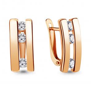 Серьги из золочёного серебра AQUAMARINE с Swarovski А43439-п фото