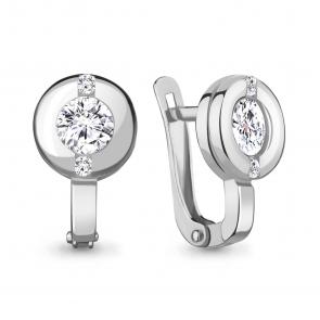 Серебряные серьги AQUAMARINE с фианитом и Swarovski А43471А фото