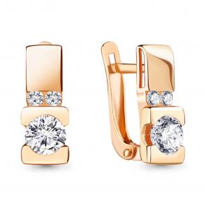 Серьги из золочёного серебра AQUAMARINE с Swarovski А43476А-п фото