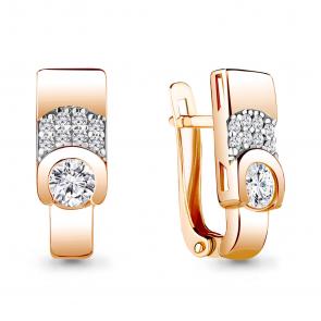 Серьги из золочёного серебра AQUAMARINE с фианитом и Swarovski А43477А-п фото