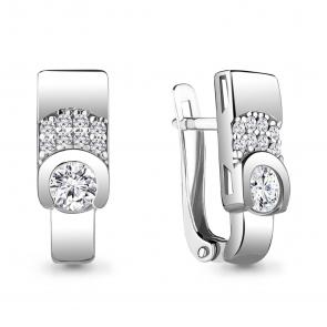 Серебряные серьги AQUAMARINE с фианитом и Swarovski А43477А фото