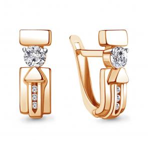 Серьги из золочёного серебра AQUAMARINE с фианитом и Swarovski А43479А-п фото