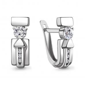 Серебряные серьги AQUAMARINE с фианитом и Swarovski А43479А фото