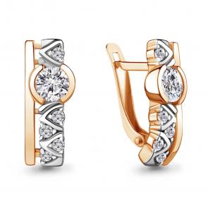 Серьги из золочёного серебра AQUAMARINE с фианитом и Swarovski А43480А-пк фото