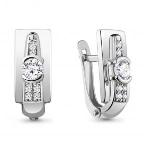 Серебряные серьги AQUAMARINE с фианитом и Swarovski А43481А фото