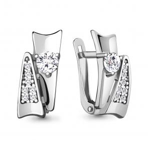 Серебряные серьги AQUAMARINE с фианитом и Swarovski А43483А фото