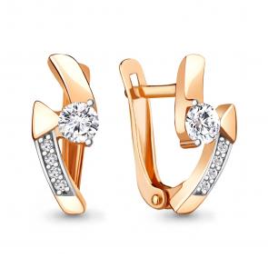 Серьги из золочёного серебра AQUAMARINE с фианитом и Swarovski А43484А-пк фото