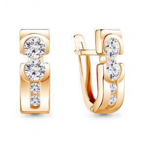 Серьги из золочёного серебра AQUAMARINE с Swarovski А43485А-п фото