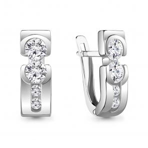 Серебряные серьги AQUAMARINE с Swarovski А43485А фото