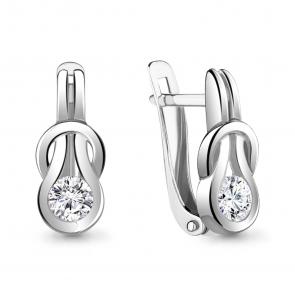 Серебряные серьги AQUAMARINE с Swarovski А43486А фото