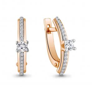 Серьги из золочёного серебра AQUAMARINE с фианитом и Swarovski А43550А-п фото
