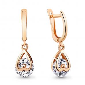 Серьги из золочёного серебра AQUAMARINE с фианитом А437851-п фото