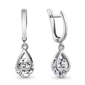 Серебряные серьги AQUAMARINE с фианитом А437851 фото
