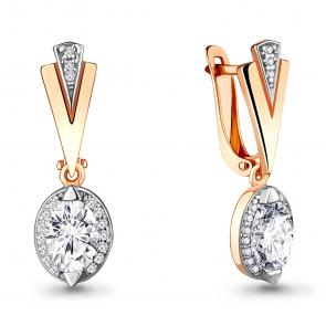 Серьги из золочёного серебра AQUAMARINE с фианитом А438791А-пк фото