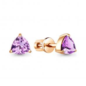 Серьги из золочёного серебра AQUAMARINE с аметистом А4390104-п фото