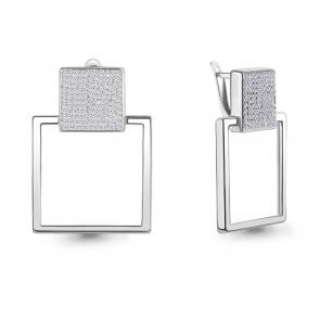 Серебряные серьги AQUAMARINE с ювелирным кристаллом А43971 фото