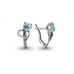 Серебряные серьги AQUAMARINE с топазом и фианитом А4401305А фото