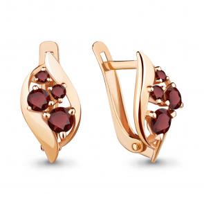 Серьги из золочёного серебра AQUAMARINE с гранатом А4402903-п фото