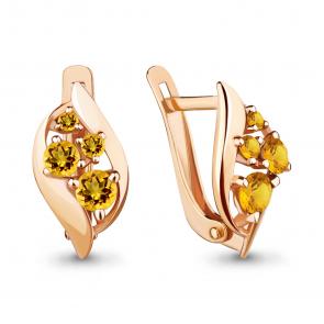 Серьги из золочёного серебра AQUAMARINE с цитрином А4402906-п фото