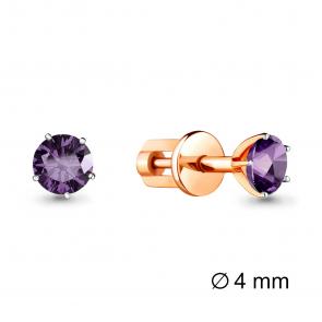 Серьги из золочёного серебра AQUAMARINE с аметистом А4403604-п фото