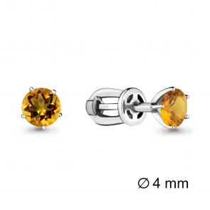 Серебряные серьги AQUAMARINE с цитрином А4403606 фото