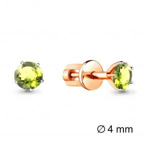 Серьги из золочёного серебра AQUAMARINE с хризолитом А4403607-п фото