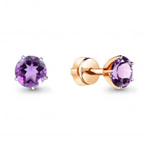 Серьги из золочёного серебра AQUAMARINE с аметистом А4403904-п фото