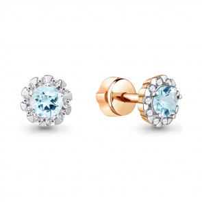 Серьги из золочёного серебра AQUAMARINE с топазом и фианитом А4408502А-п фото