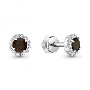 Серебряные серьги AQUAMARINE с фианитом и кварцем А4408601А фото