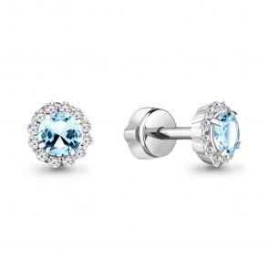 Серебряные серьги AQUAMARINE с топазом и фианитом А4408602А фото
