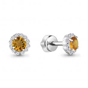 Серебряные серьги AQUAMARINE с фианитом и цитрином А4408606А фото