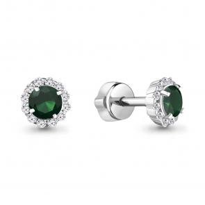 Серебряные серьги AQUAMARINE с фианитом и агатом А4408609А фото