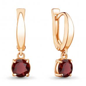 Серьги из золочёного серебра AQUAMARINE с гранатом А4409503-п фото