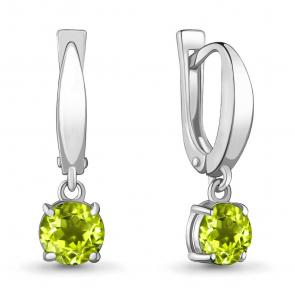 Серебряные серьги AQUAMARINE с хризолитом А4409507 фото
