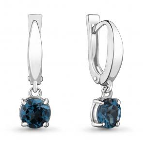 Серебряные серьги AQUAMARINE с Лондон топазом А4409508 фото