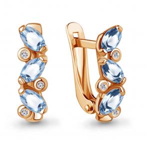 Серьги из золочёного серебра AQUAMARINE с топазом и фианитом А4415805А-п фото