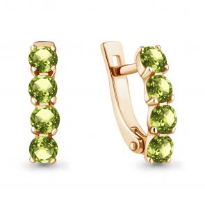 Серьги из золочёного серебра AQUAMARINE с хризолитом А4416007-п фото