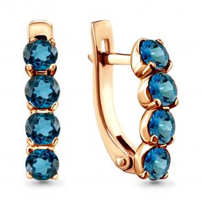 Серьги из золочёного серебра AQUAMARINE с Лондон топазом А4416008-п фото