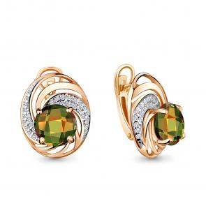 Серьги из золочёного серебра AQUAMARINE с фианитом и султанитом А4422519А-пк фото