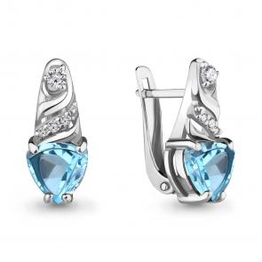 Серебряные серьги AQUAMARINE с топазом и фианитом А4469905А фото