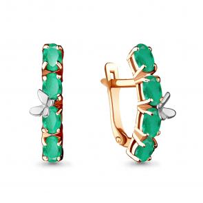 Серьги из золочёного серебра AQUAMARINE с агатом А4471209-пк фото