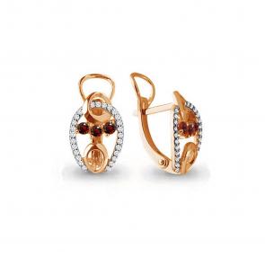 Серьги из золочёного серебра AQUAMARINE с фианитом и гранатом А4473703А-п фото