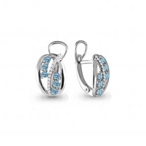 Серебряные серьги AQUAMARINE с топазом и фианитом А4473805А фото