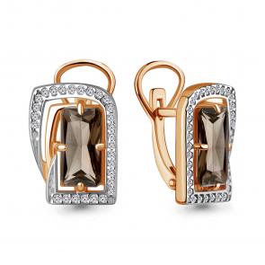 Серьги из золочёного серебра AQUAMARINE с фианитом и кварцем А4479501А-п фото