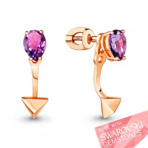 Серьги-трансформеры из золочёного серебра AQUAMARINE с топазом Swarovski А44847500-п фото