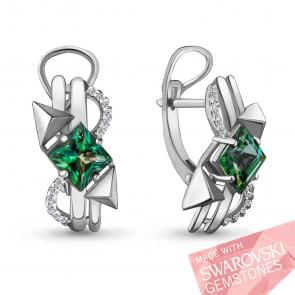 Серебряные серьги AQUAMARINE с фианитом и топазом Swarovski А44850503А фото