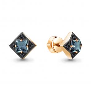 Серьги из золочёного серебра AQUAMARINE с Лондон топазом и ювелирным кристаллом А4486508Ч-п фото