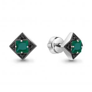 Серебряные серьги AQUAMARINE с агатом и ювелирным кристаллом А4486509Ч фото