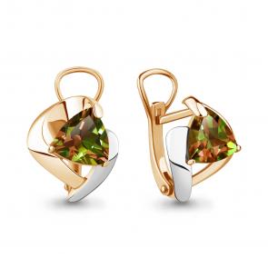 Серьги из золочёного серебра AQUAMARINE с султанитом А4490319-пк фото