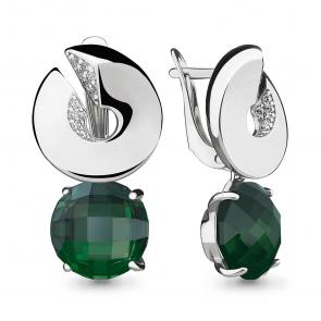 Серебряные серьги AQUAMARINE с фианитом и агатом А4494309А фото